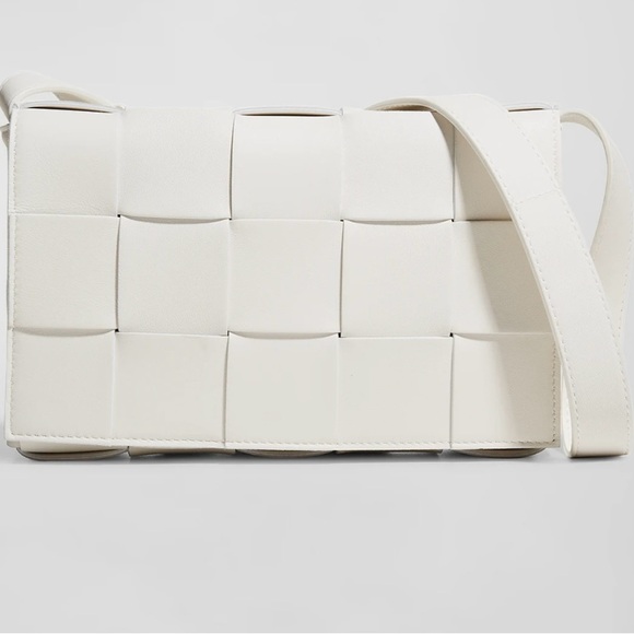 White Woven Leather Shoulder Bag - Picture 1 of 5